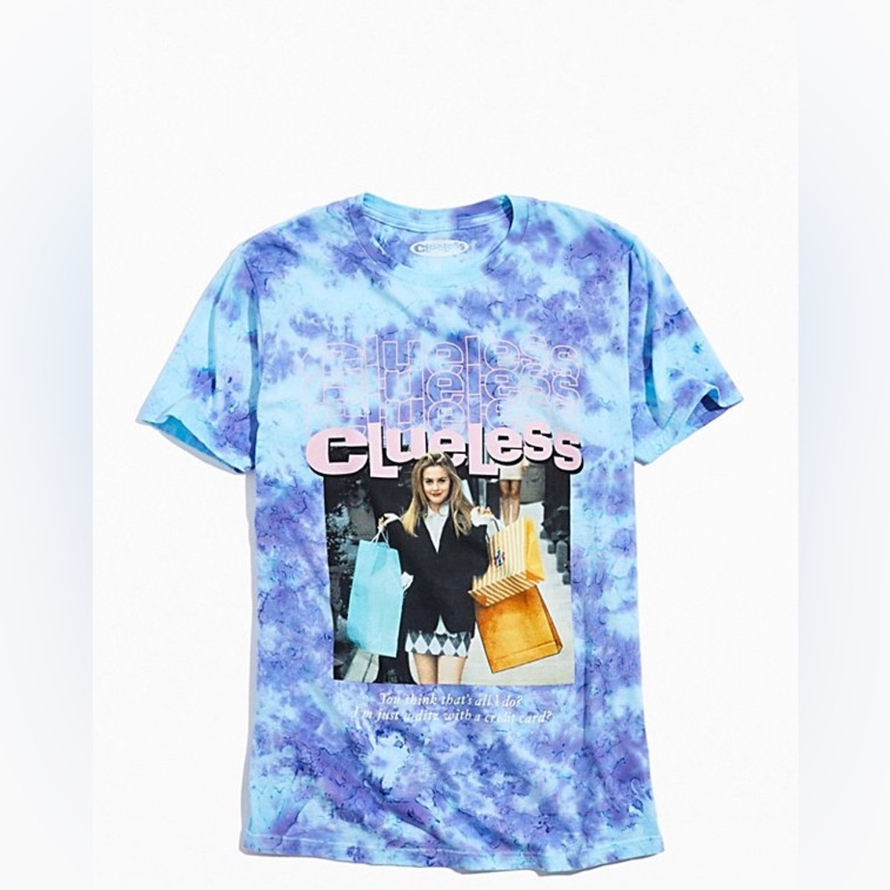 NWT CLUELESS TIE-DYE GRAPHIC TEE IN BLUE MULTI - Picture 2 of 2